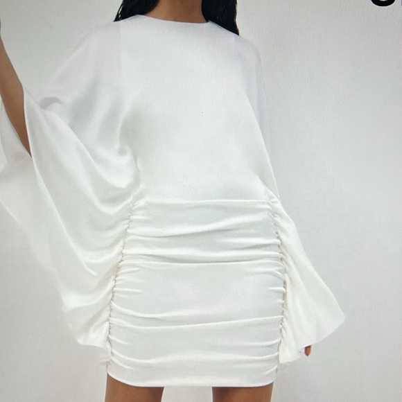 Jonathan Simkhai Dresses & Skirts - NWT Jonathan Simkhai Sz 4 Kadence Satin Draped Bell Sleeve Color White